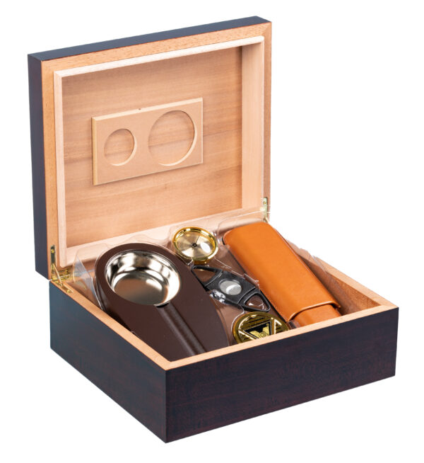 25-50 Count Cherry Cigar Humidor Gift Set