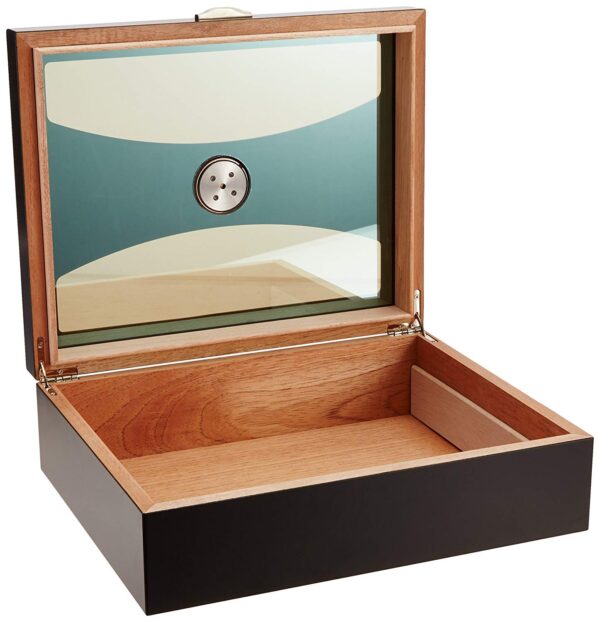 Delano 100 Count Black Humidor with UV Protected Glass.