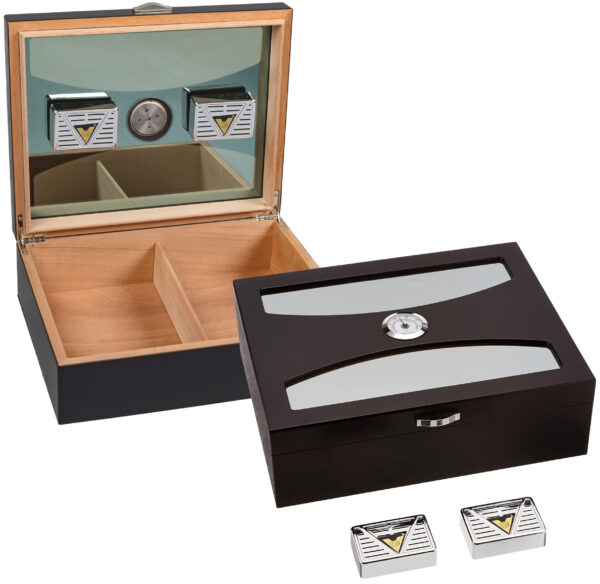 Delano 100 Count Black Humidor with UV Protected Glass.