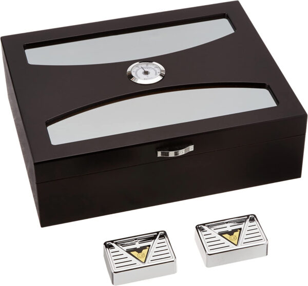 Delano 100 Count Black Humidor with UV Protected Glass.