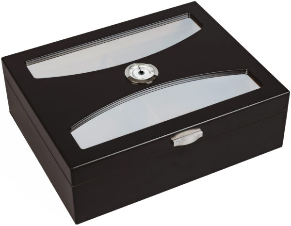 Delano 100 Count Black Humidor with UV Protected Glass.