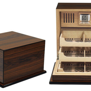 150 Ct. Lacquer Cigar Humidor w/ Articulating Multi-Tier Tray System