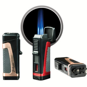 Triple flame torch with fold-out punch cigar cutter