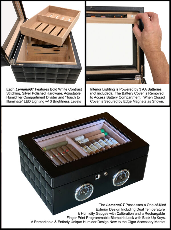 LemansGT 120 Count Cigar Humidor with Finger Print Security