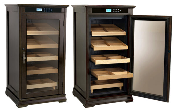 Redford 1250 Count Electric Humidor Cabinet 1250 Ct. Electric Climate/Humidity Controlled Cabinet in Dark Cherry or Espresso