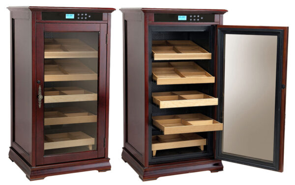 Redford 1250 Count Electric Humidor Cabinet 1250 Ct. Electric Climate/Humidity Controlled Cabinet in Dark Cherry or Espresso